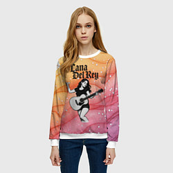 Свитшот женский Lana Del Rey в образе гитаристки, цвет: 3D-белый — фото 2