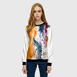 Свитшот женский Разноцветные мазки кисти на палитре художника, цвет: 3D-черный — фото 2