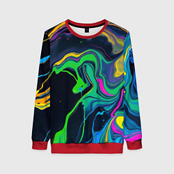 Свитшот женский Разводы и переливы разноцветной краски, цвет: 3D-красный