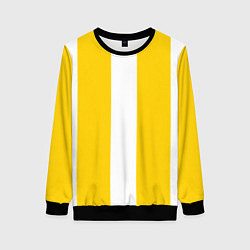 Свитшот женский Color yellow white line, цвет: 3D-черный