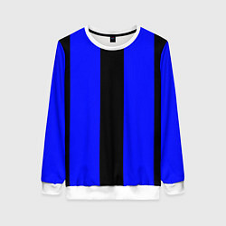 Свитшот женский Color blue black stripes, цвет: 3D-белый