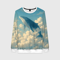 Свитшот женский Кит в облаках, цвет: 3D-белый