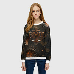 Свитшот женский Объемные буквы ВМФ и якорь, цвет: 3D-белый — фото 2