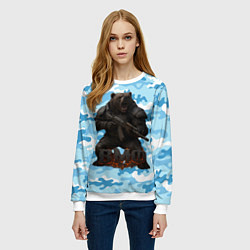 Свитшот женский ВМФ злой медведь с автоматом, цвет: 3D-белый — фото 2