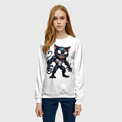 Свитшот женский Гибрид Венома и Чеширского кота, цвет: 3D-белый — фото 2