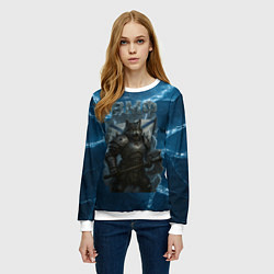 Свитшот женский ВМФ Волк на фоне льда, цвет: 3D-белый — фото 2