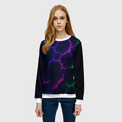 Свитшот женский Неоновый разлом, цвет: 3D-белый — фото 2