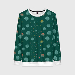 Свитшот женский Изумрудный морской, цвет: 3D-белый