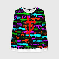 Свитшот женский Doom шутер паттерн, цвет: 3D-белый