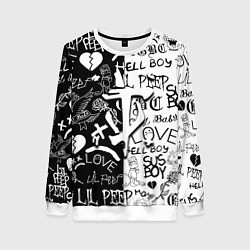 Свитшот женский Doom x liil peep pattern black, цвет: 3D-белый