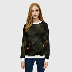 Свитшот женский Огненные следы от пуль на камуфляже, цвет: 3D-белый — фото 2