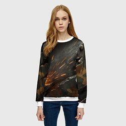 Свитшот женский Искры метала под камуфляжем, цвет: 3D-белый — фото 2