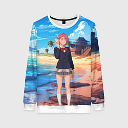 Женский свитшот Дандадан Сиратори Айра с ракушкой в руках