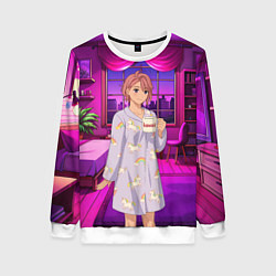 Свитшот женский Дандадан Сиратори Айра с кофе, цвет: 3D-белый