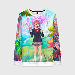 Свитшот женский Дандадан Сиратори Айра держит мороженое, цвет: 3D-белый