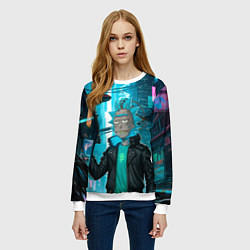 Свитшот женский Рик-киберпанк, цвет: 3D-белый — фото 2