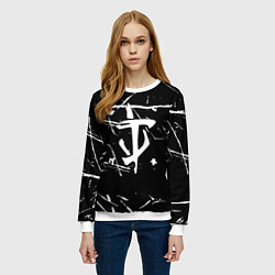 Свитшот женский Doom logo штрихи, цвет: 3D-белый — фото 2