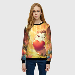 Свитшот женский Солнечный ёж в лесу, цвет: 3D-черный — фото 2