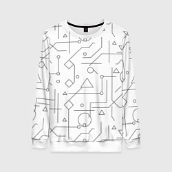 Свитшот женский Техно-Геометрия на белое, цвет: 3D-белый