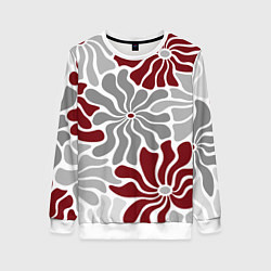 Свитшот женский Цветы cherry and grey pattern, цвет: 3D-белый