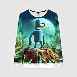 Женский свитшот Роботу-сгибальщику Бендеру по-барабану стая крокод
