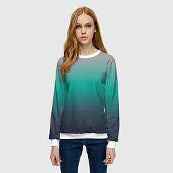 Свитшот женский Градиент серо-зеленый, цвет: 3D-белый — фото 2