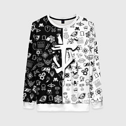 Свитшот женский Doom ачивки паттерн, цвет: 3D-белый