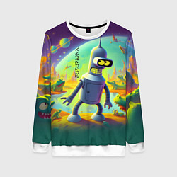 Женский свитшот Робот-сгибальщик Бендер на планете крокодилов - не