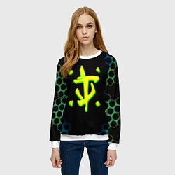 Свитшот женский Doom соты кислотное лого, цвет: 3D-белый — фото 2