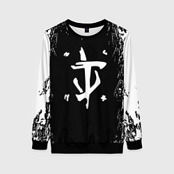 Свитшот женский Doom краска белая текстура, цвет: 3D-черный