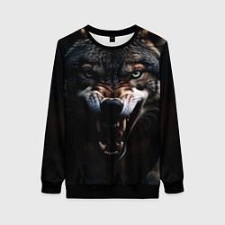 Свитшот женский Волчара, цвет: 3D-черный