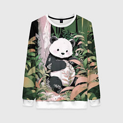 Свитшот женский Панда в лесу, цвет: 3D-белый