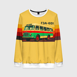 Свитшот женский Ретро автобус ГЗА-651 поп-арт, цвет: 3D-белый