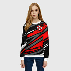 Свитшот женский Umbrella - red lines, цвет: 3D-белый — фото 2