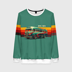 Свитшот женский Ретро автобус ЗИС-154 поп-арт, цвет: 3D-белый