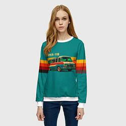 Свитшот женский Ретро автобус ЗИЛ-118 поп-арт, цвет: 3D-белый — фото 2