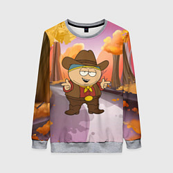 Свитшот женский Эрик Картман ковбой осенью, цвет: 3D-меланж