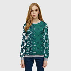 Свитшот женский Изумрудные узоры, цвет: 3D-меланж — фото 2