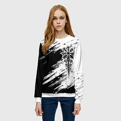 Свитшот женский Тату компас рун вегвизир - проводник удачи, цвет: 3D-белый — фото 2