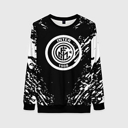Свитшот женский Inter белые штрихи красок, цвет: 3D-черный