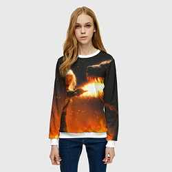 Свитшот женский Цири сражается с монстром медведем, цвет: 3D-белый — фото 2