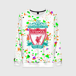 Свитшот женский Liverpool брызги красок текстура, цвет: 3D-белый