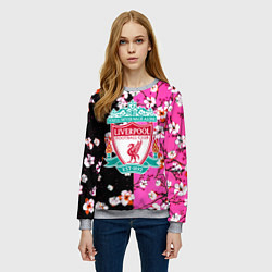 Свитшот женский Liverpool весенние цветы, цвет: 3D-меланж — фото 2