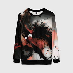 Свитшот женский Тёмные краски абстракция красно-чёрный, цвет: 3D-черный