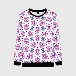 Свитшот женский Паттерн из абстрактных цветов, цвет: 3D-черный