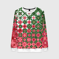 Свитшот женский Розово-зеленая метаморфоза, цвет: 3D-белый
