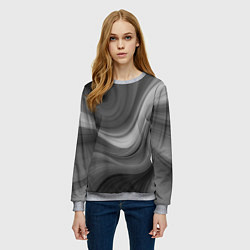 Свитшот женский Серые волны абстракция однотонная, цвет: 3D-меланж — фото 2