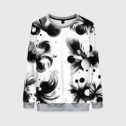 Свитшот женский Чёрно-белая абстракция нейроарт, цвет: 3D-меланж