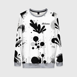 Свитшот женский Растительный паттерн и кляксы - Милан, цвет: 3D-меланж