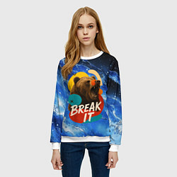 Свитшот женский Break it злой медведь, цвет: 3D-белый — фото 2
